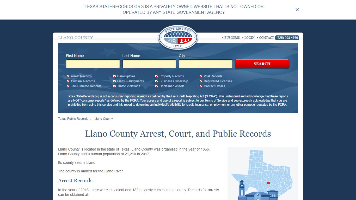 Court, Public, and Arrest records for Llano County