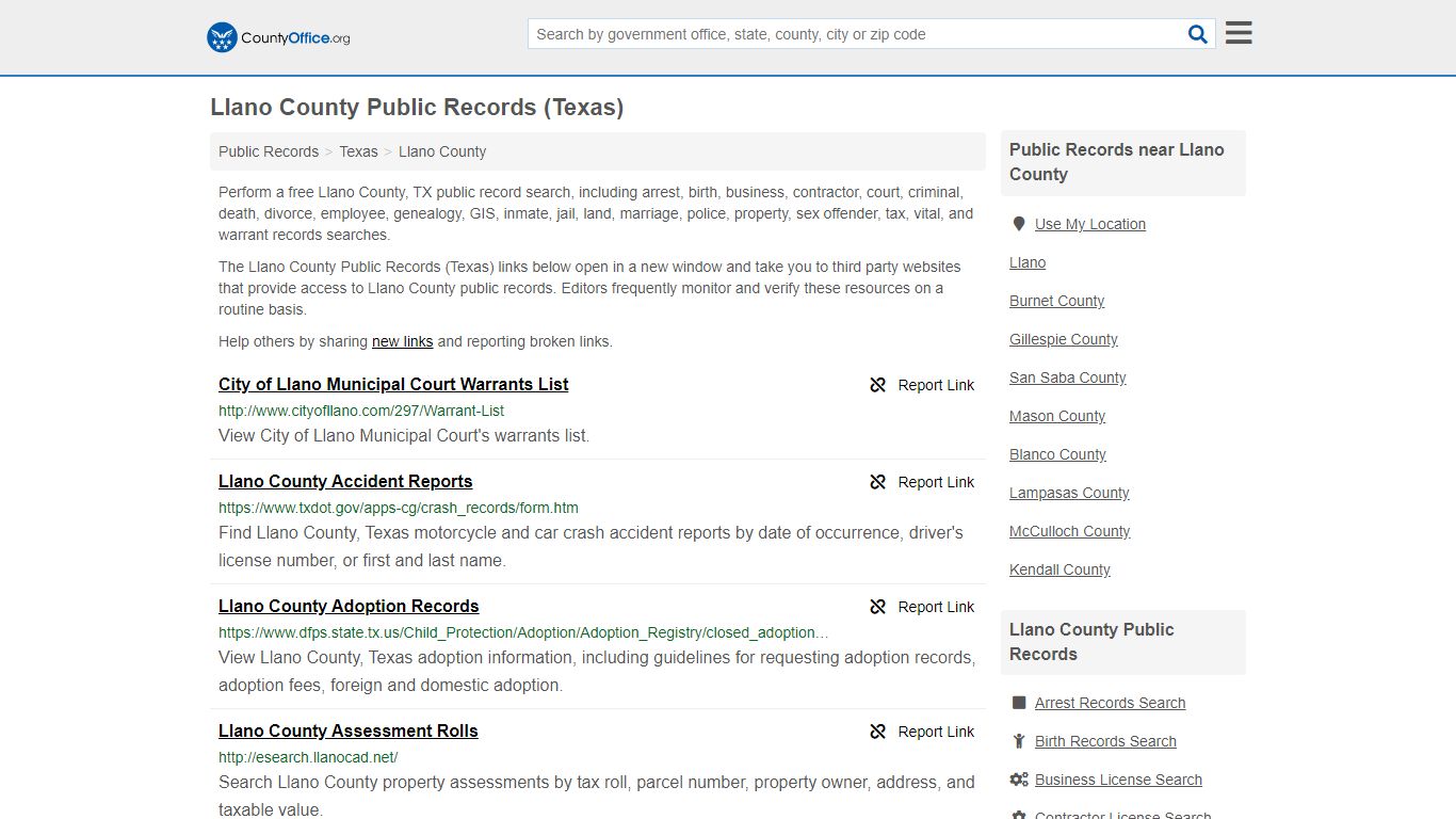 Public Records - Llano County, TX (Business, Criminal, GIS ...