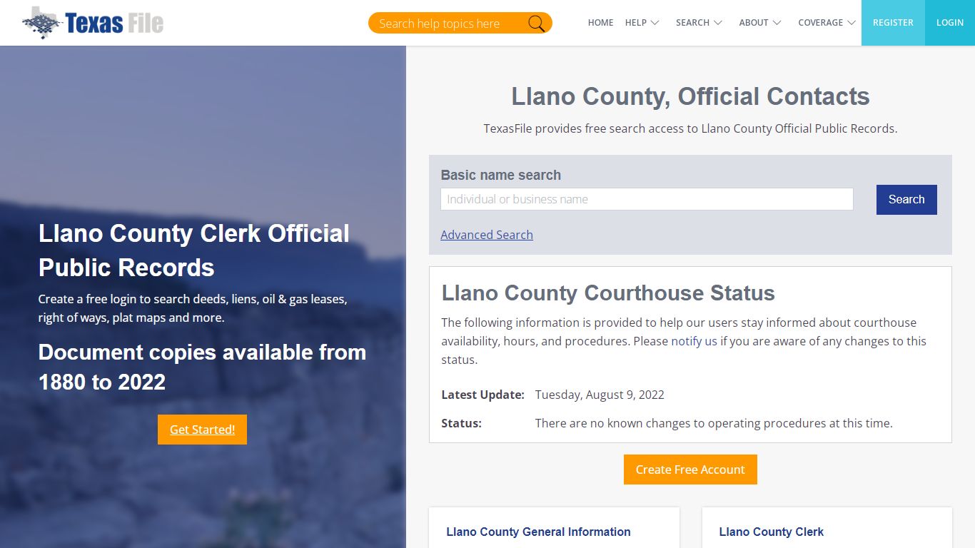 Llano County Clerk Official Public Records | TexasFile